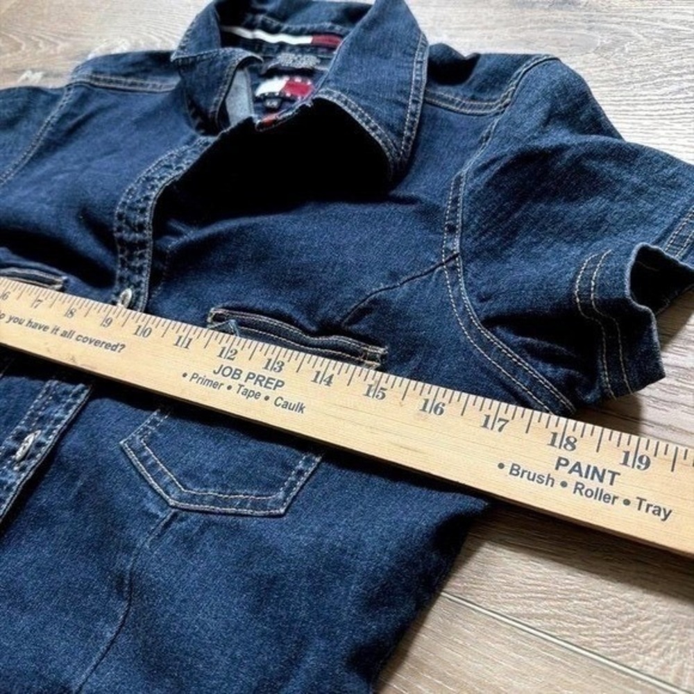 Tommy Jeans Denim Mini Dress Womens Large Blue Button Front Y2K Preppy Americana - Picture 5 of 10